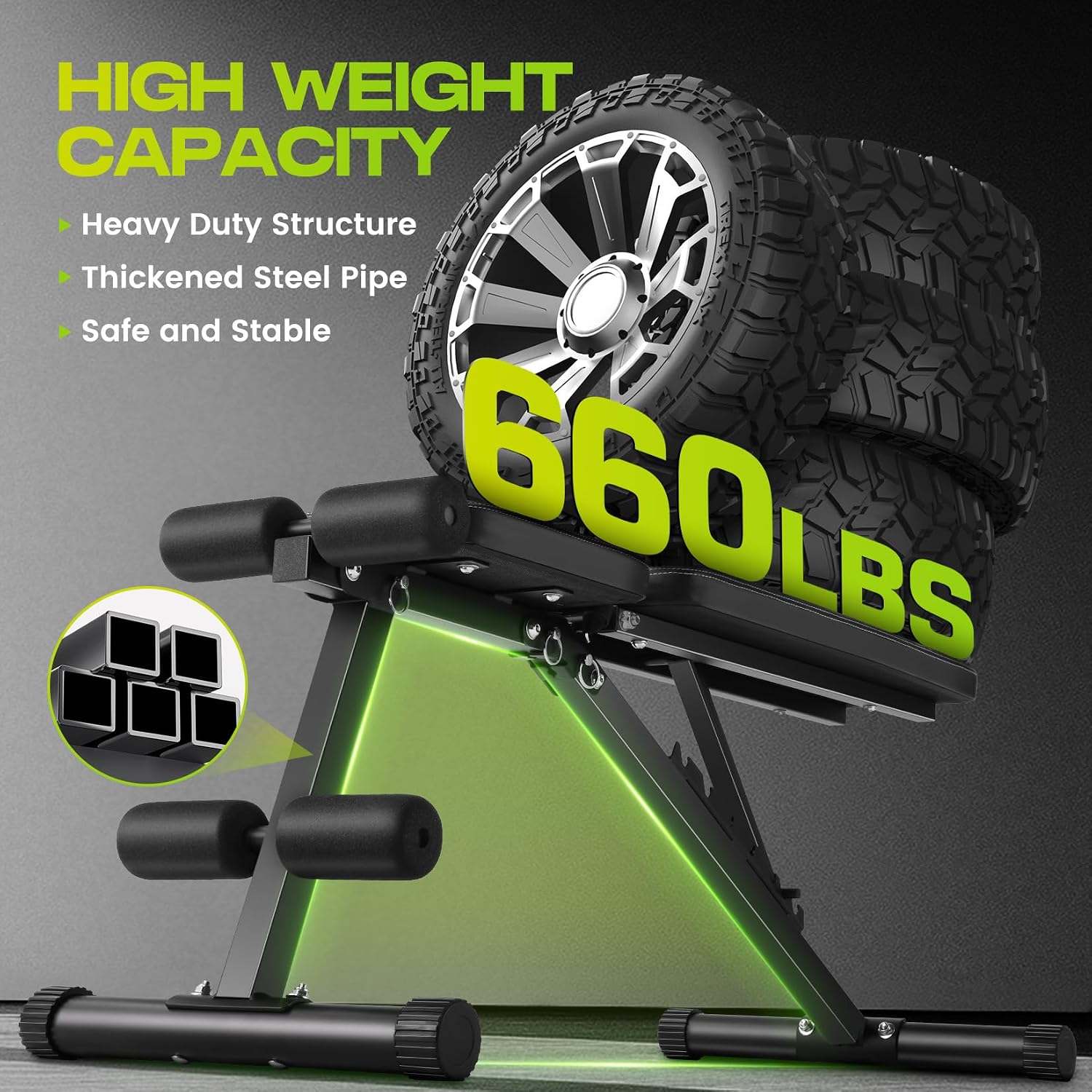 Foldable Weight Bench, ASTM-Certified 660 LBS Adjustable Workout Bench with 8 Backrest Angles, 17/20 Inch Wide Base