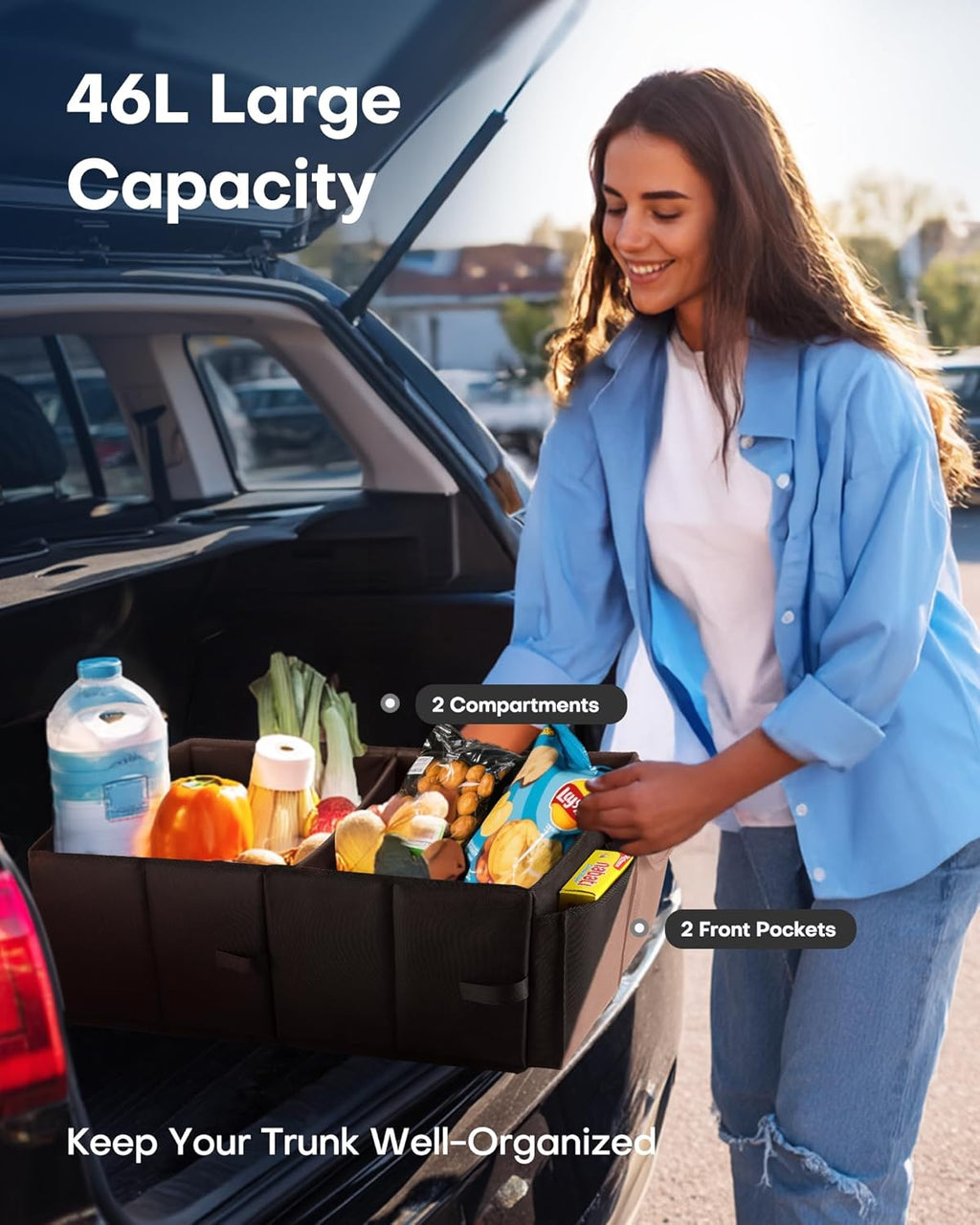 Trunk Organizer - Car Organizer, Foldable Trunk organizer for SUVs & Sedans, Sturdy Car Organization for Car