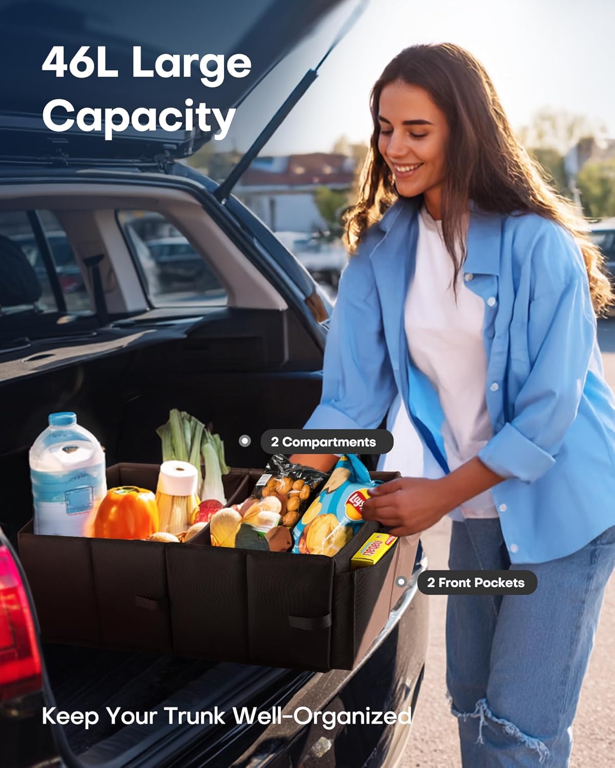 Trunk Organizer - Car Organizer, Foldable Trunk organizer for SUVs & Sedans, Sturdy Car Organization for Car