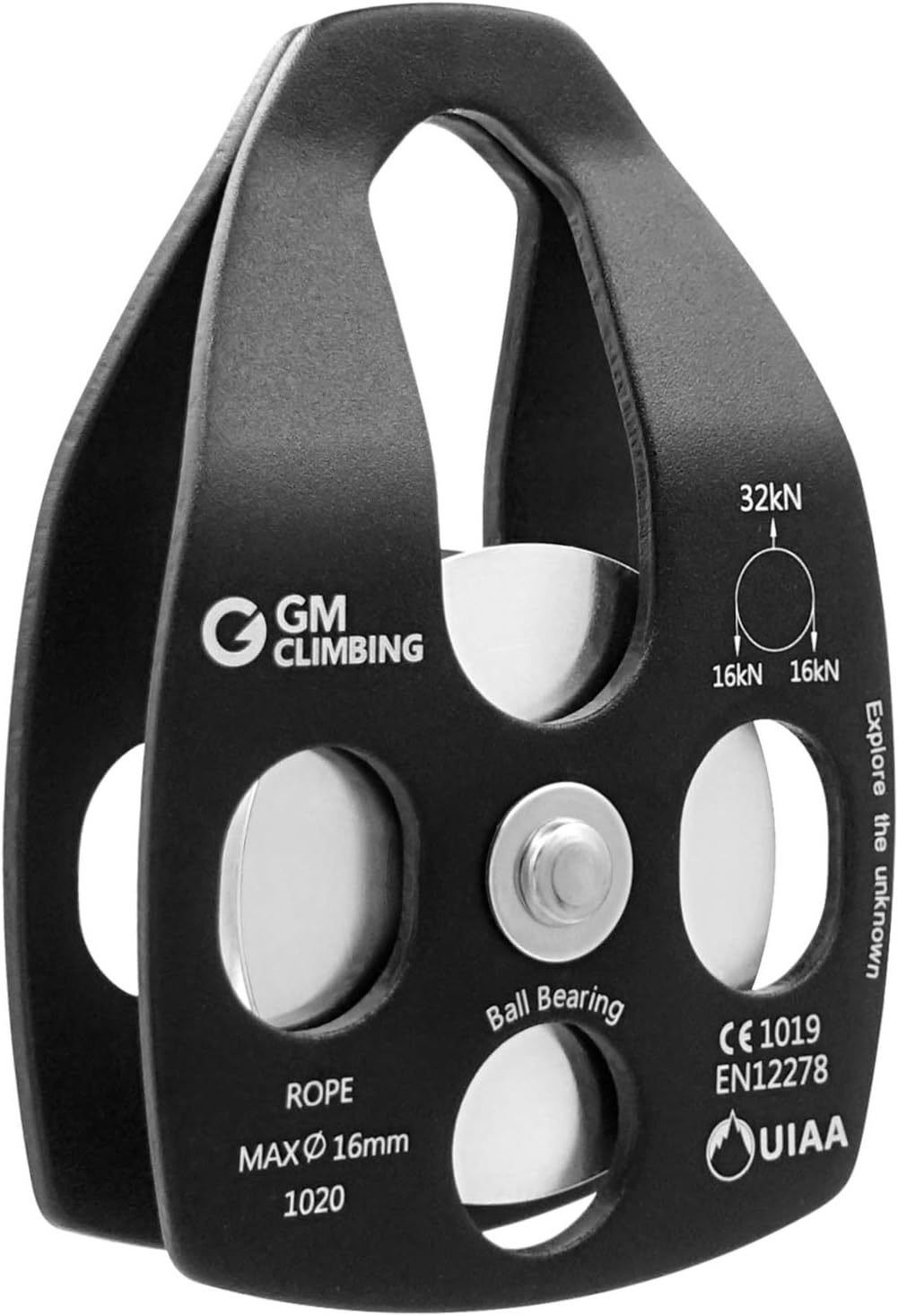 GM CLIMBING Large Rescue Pulley 32kN Single Sheave with Swing Plate CE UIAA Certified