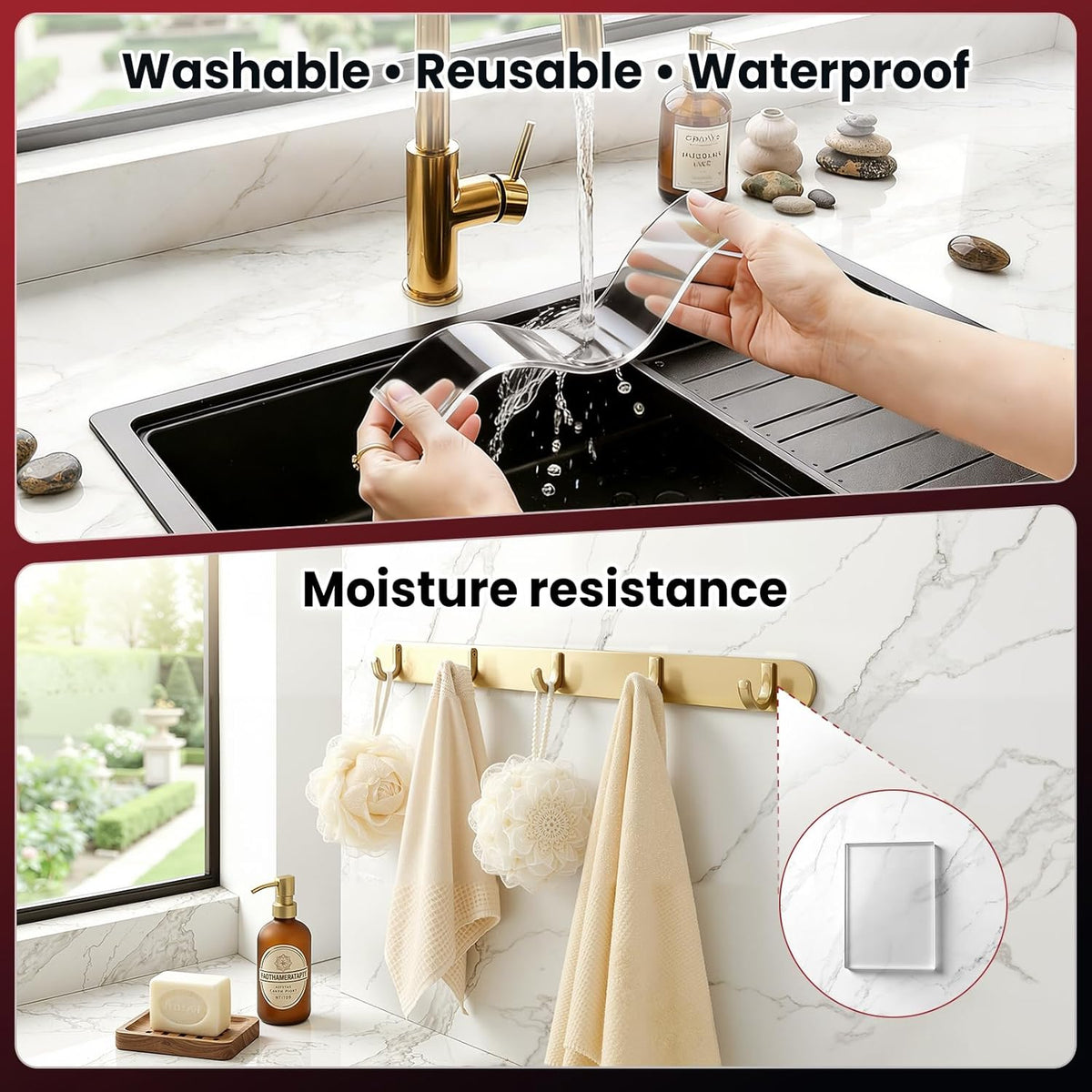 100 Feet Double Sided Tape Heavy Duty, Nano Reusable, Removable, Washable Double Stick Tape for Wall, Clear