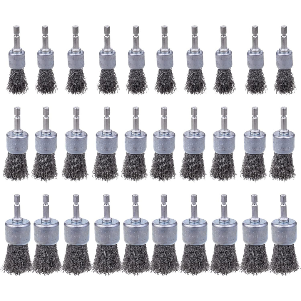 Rocaris 30 Pack Carbon Steel Wire Wheel Brush with 1/4-Inch Hex Shank