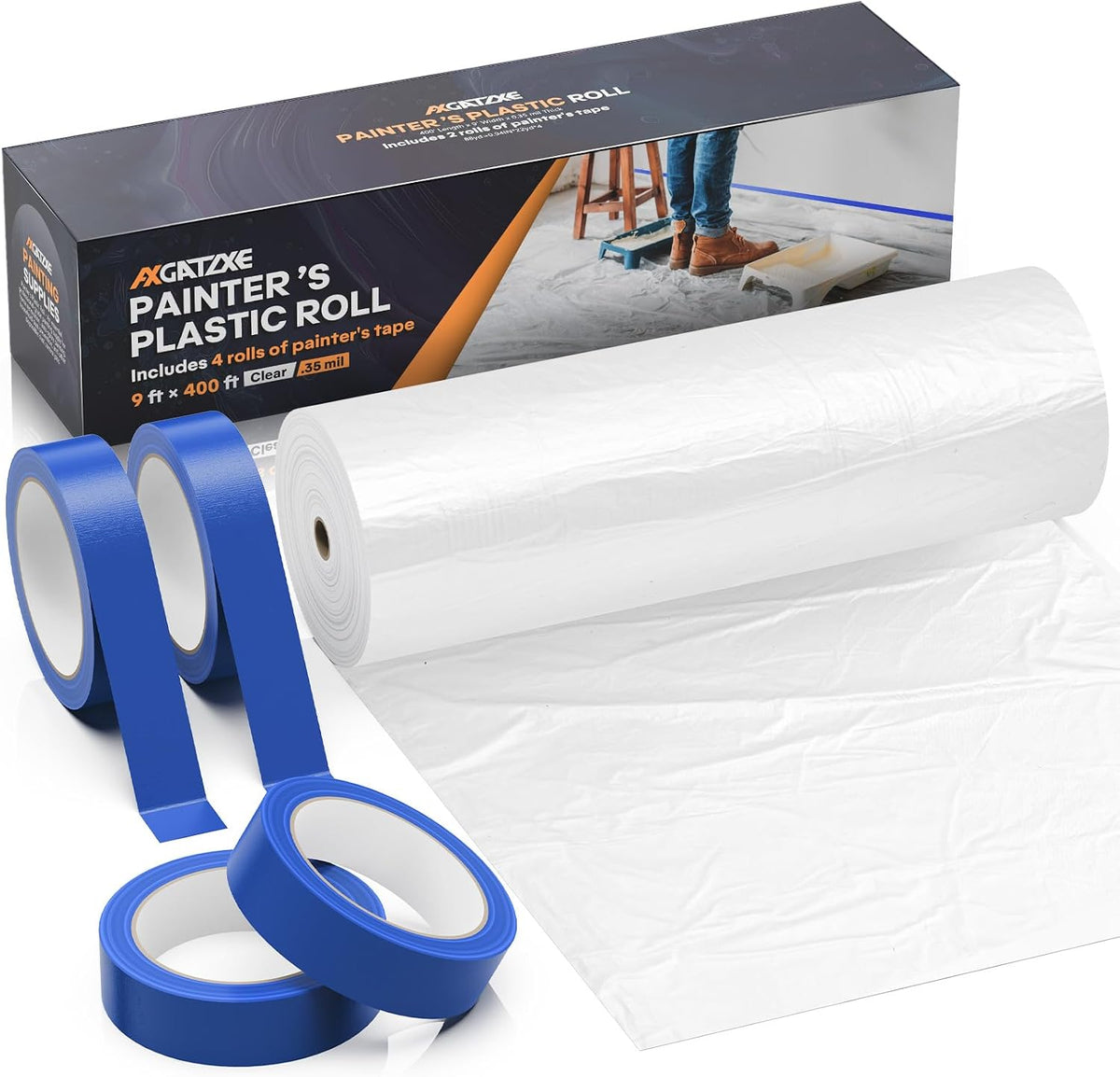 Plastic Drop Cloth for Painting, Painter's Plastic Sheeting & Tarp