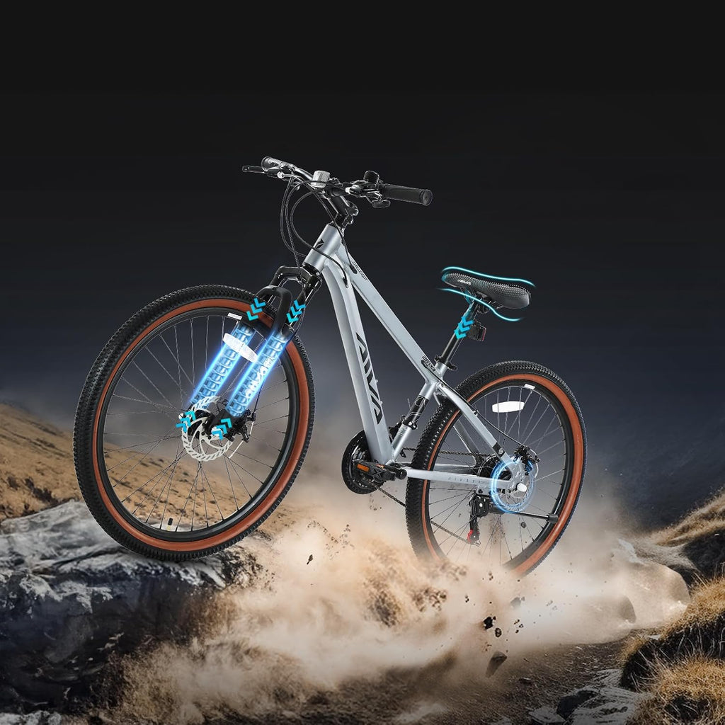 Mountain Bike, 24/26/27.5 Inch Outdoor Cycling Bike, 8/21 Speed Lightweight Aluminum Frame | Dual Disc Brakes