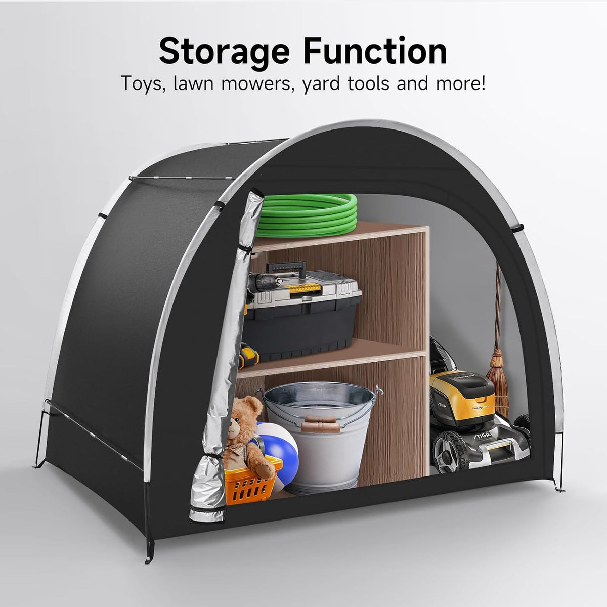 Bike Storage Tent, PU5000 Waterproof Outdoor Shed for 4 Bikes | 210D Oxford Shelter for 3 Motorcycles, Lawn Mowers &
