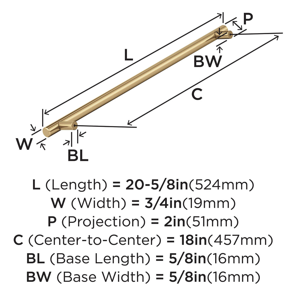 18" Bar Pulls Champagne Bronze Appliance Pull