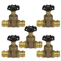 Midline Valve Press Gate Valve, 1”, Brass (5 Pack)