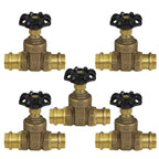 Midline Valve Press Gate Valve, 1”, Brass (5 Pack)