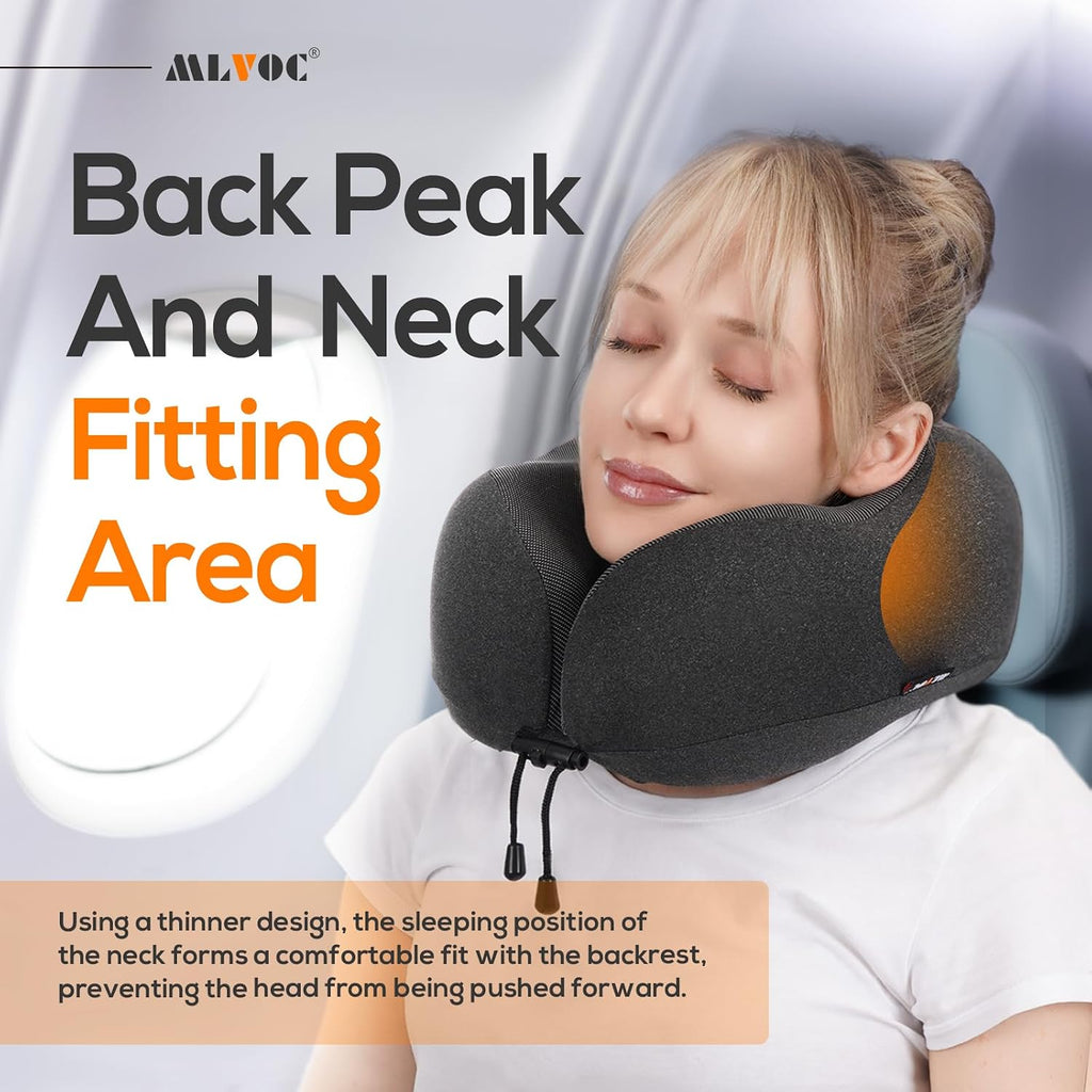 Neck Pillow for Traveling, Upgraded 100% Pure Memory Foam Travel Neck Pillow for Airplane Flight Sleep, Breathable &