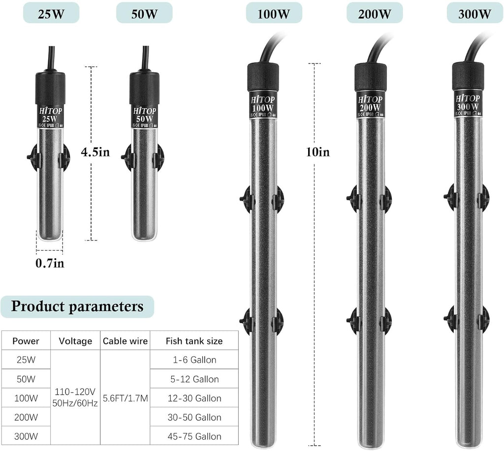 Compact Submersible Aquarium Heater -100w Digital Heater for Fish Tank Turtle Tank