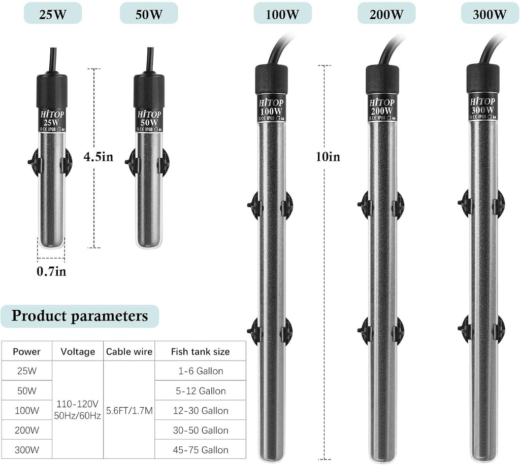 Compact Submersible Aquarium Heater -25W Digital Heater for Fish Tank Turtle Tank