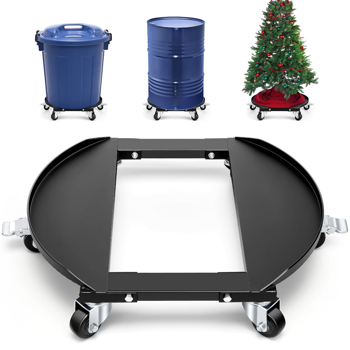 55 Gallon Drum Dolly, Anti-Tip 6-Wheel Barrel Dolly, 2000Pound