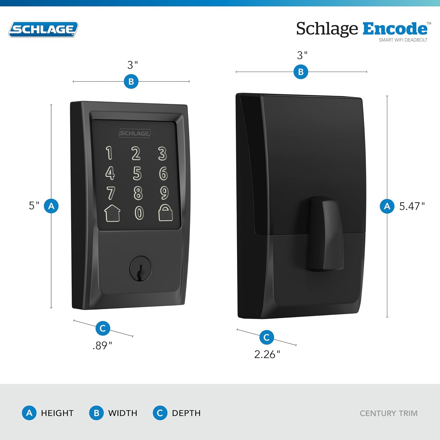 Encode Smart Wi-Fi Deadbolt Lock with Touchscreen Keypad, Keyless Front Door Entry, App Control, Alexa, Google Home