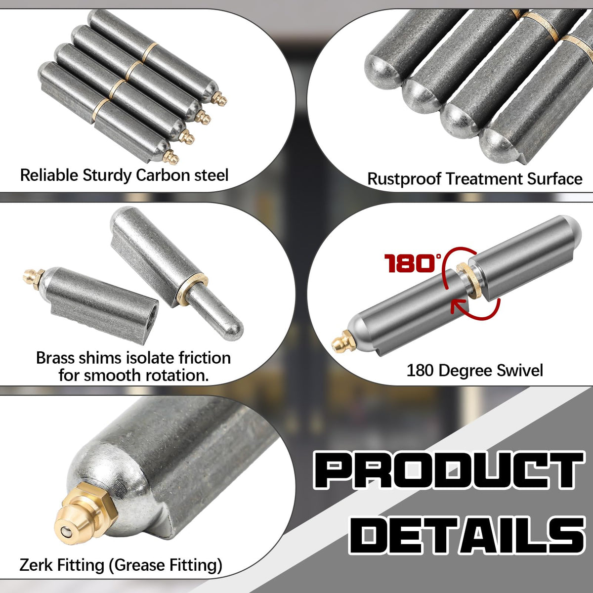 10 Pcs 4 Inch Weld on Hinges Bullet Barrel Weldable Hinges, Zerk