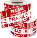 2"x3" 1000 Labels Fragile Stickers for Shipping Moving，500 PCS/Roll，2Rolls