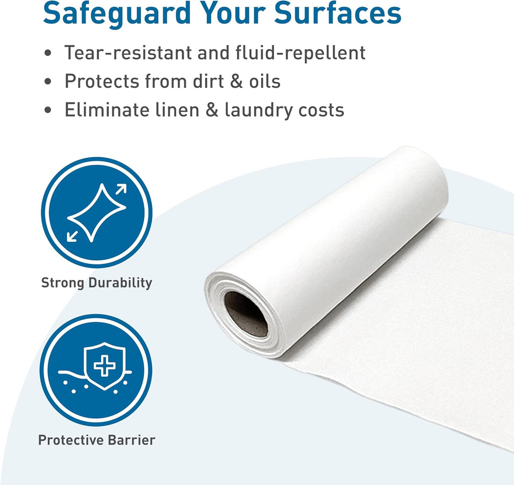 Medical Exam Table Paper, 18 in. x 125 ft. [12 Rolls] - Premium Crepe White Paper Roll - Disposable Table Sheet Cover