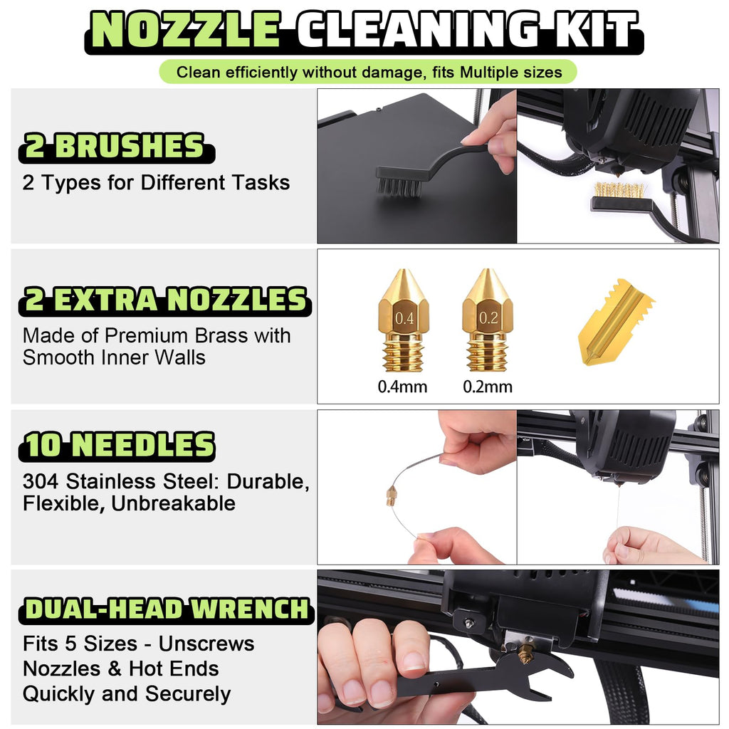 3D Printer Tools Kit, 34pcs 3D Printer Accessories for All FDM/SLA Printers Includes Nozzle Cleaning, Removal