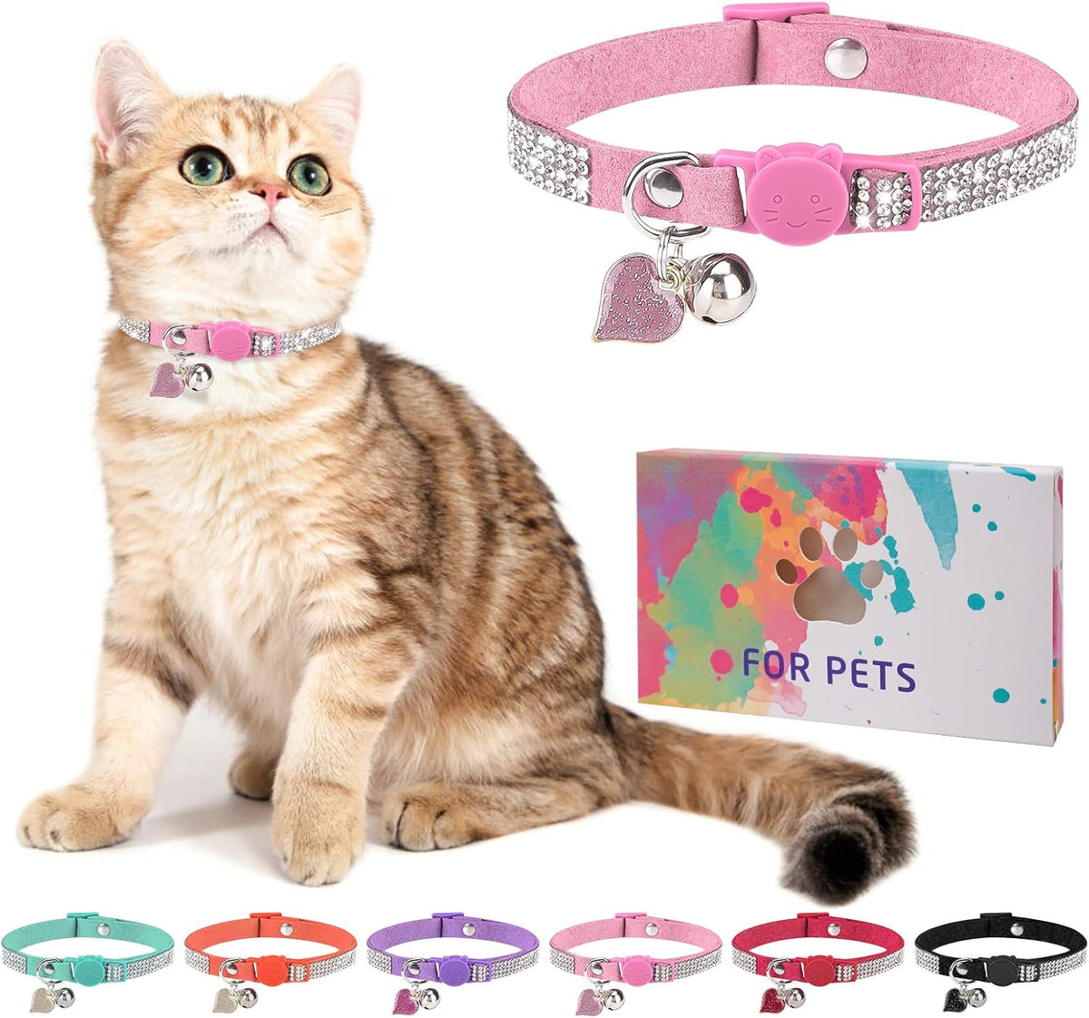 Rhinestone Cat Collar Breakaway, Bling Sparkly Diamond