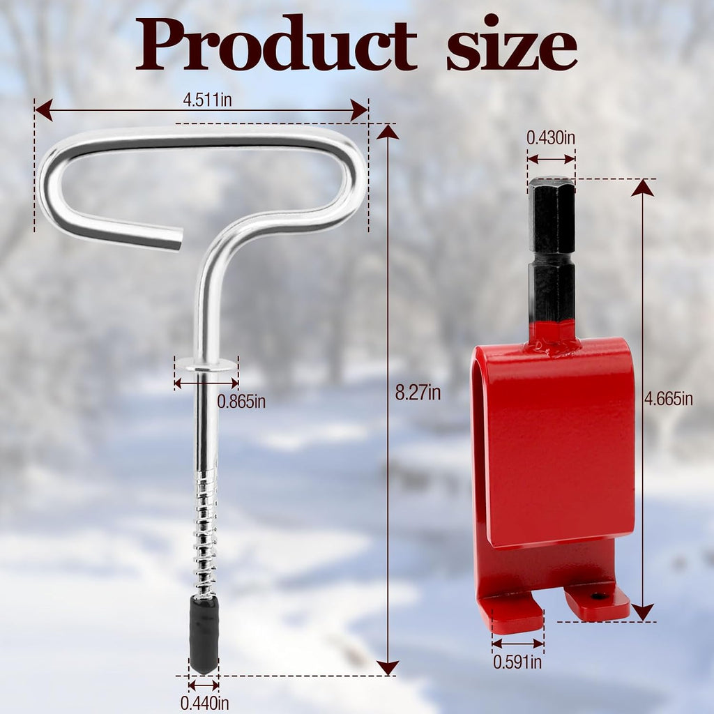 69138 Ice Shelter Anchors and 43416 Anchor Install Adapter | Ice Anchor Tool Kit Compatible with Eskimo ice fishing
