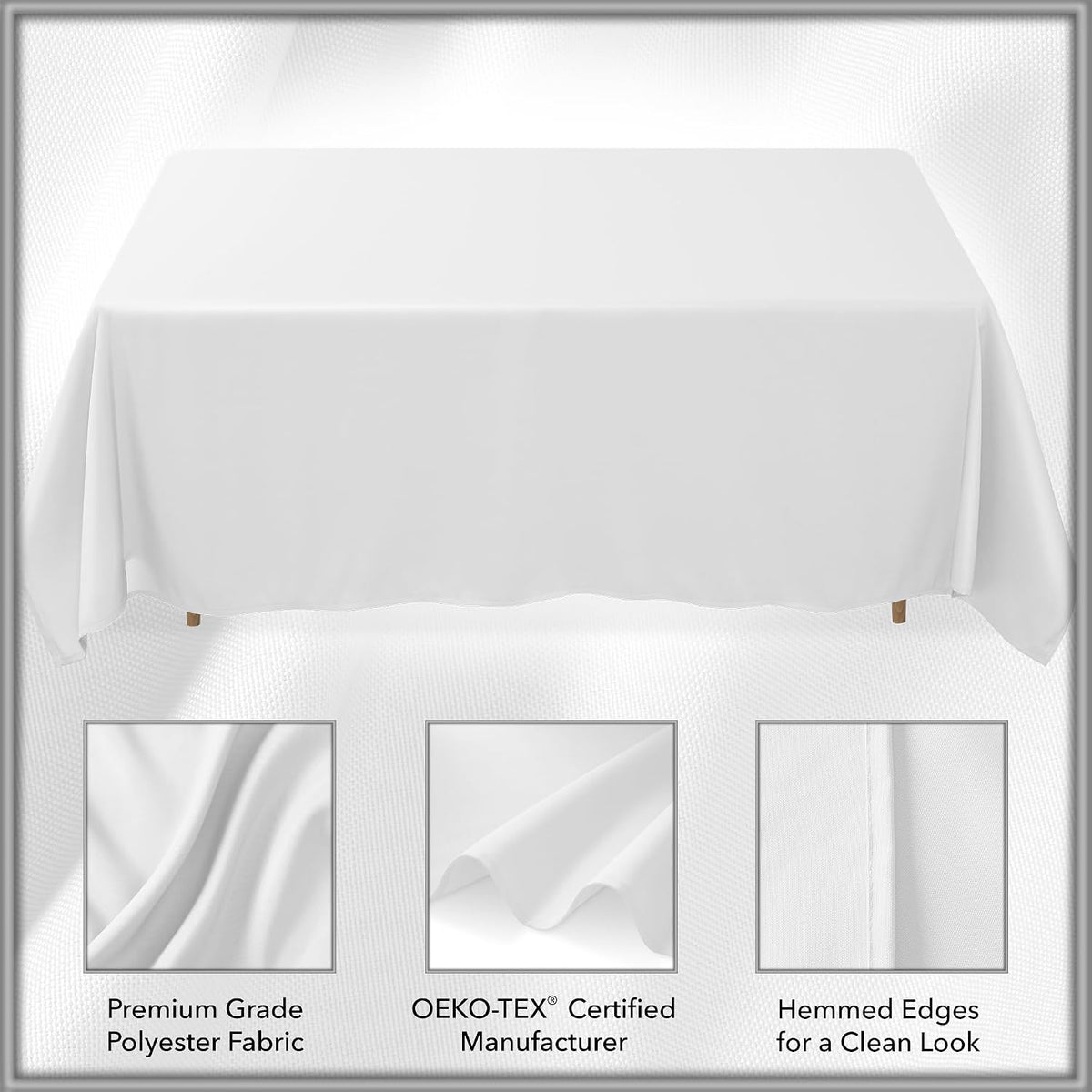 5 Pack 90 x 132 Inch Rectangular Tablecloth, Washable Polyester Fabric Table Cloth for Dining Tables, Restaurants