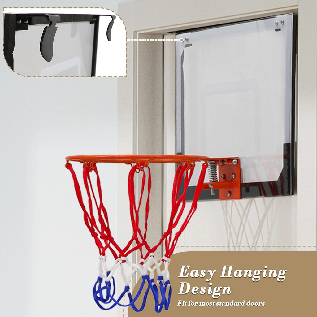 Mini Basketball Hoop Indoor, Over The Door Small Basketball Hoop Backboard with 1 Balls and Pump for Youth and Adults