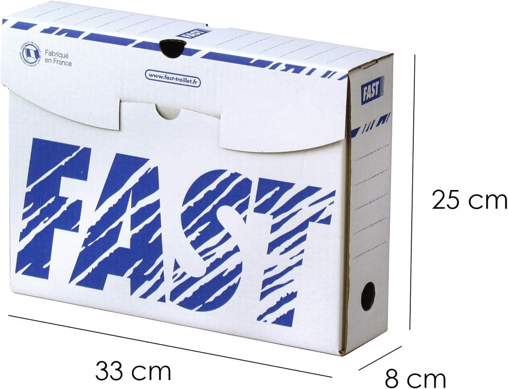 Manual Fast Archive Boxes (Pack of 10 8 cm Spine 25X33 White/Blue