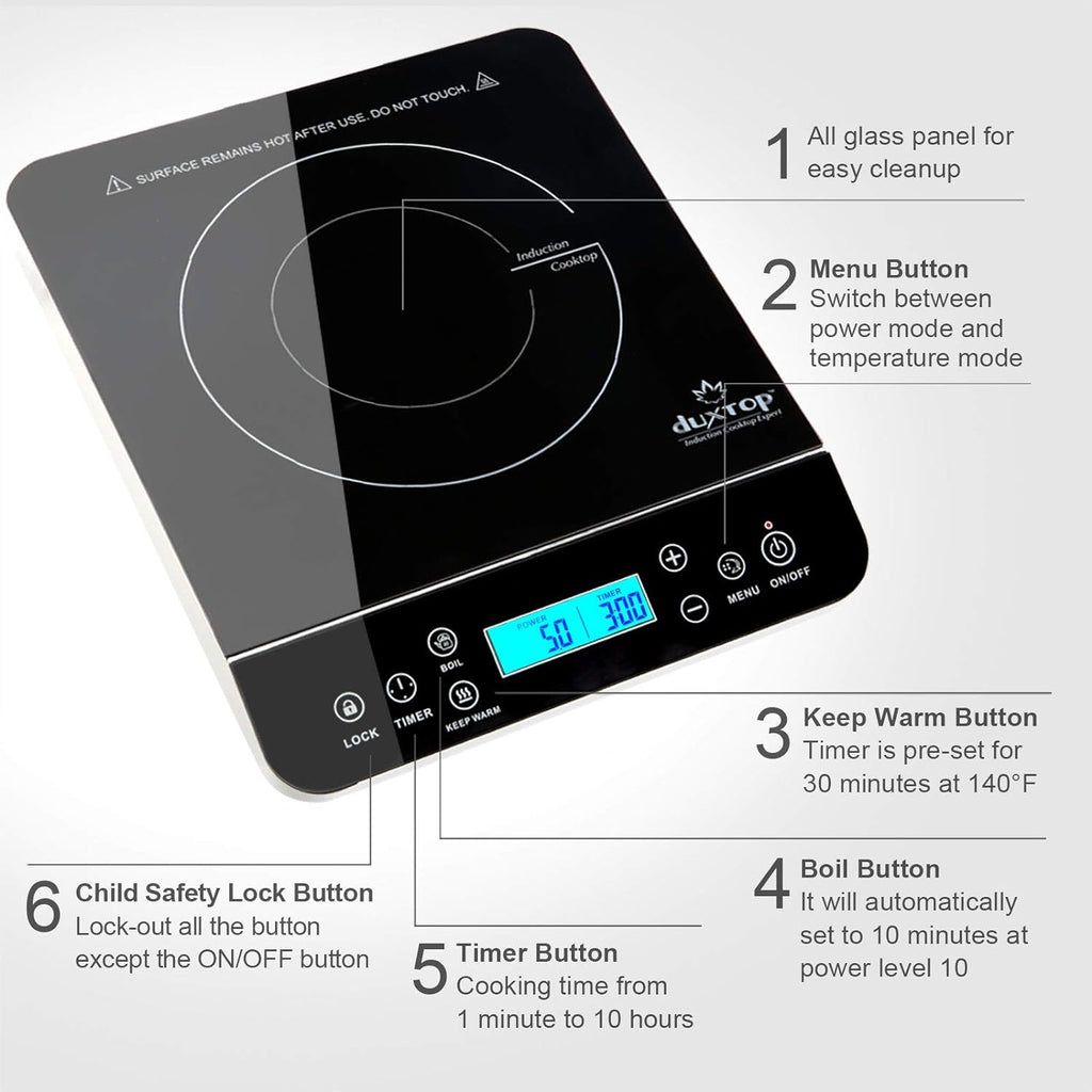Portable Induction Cooktop, Countertop Burner 1800W Silver 9600LS