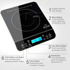 Portable Induction Cooktop, Countertop Burner 1800W Silver 9600LS