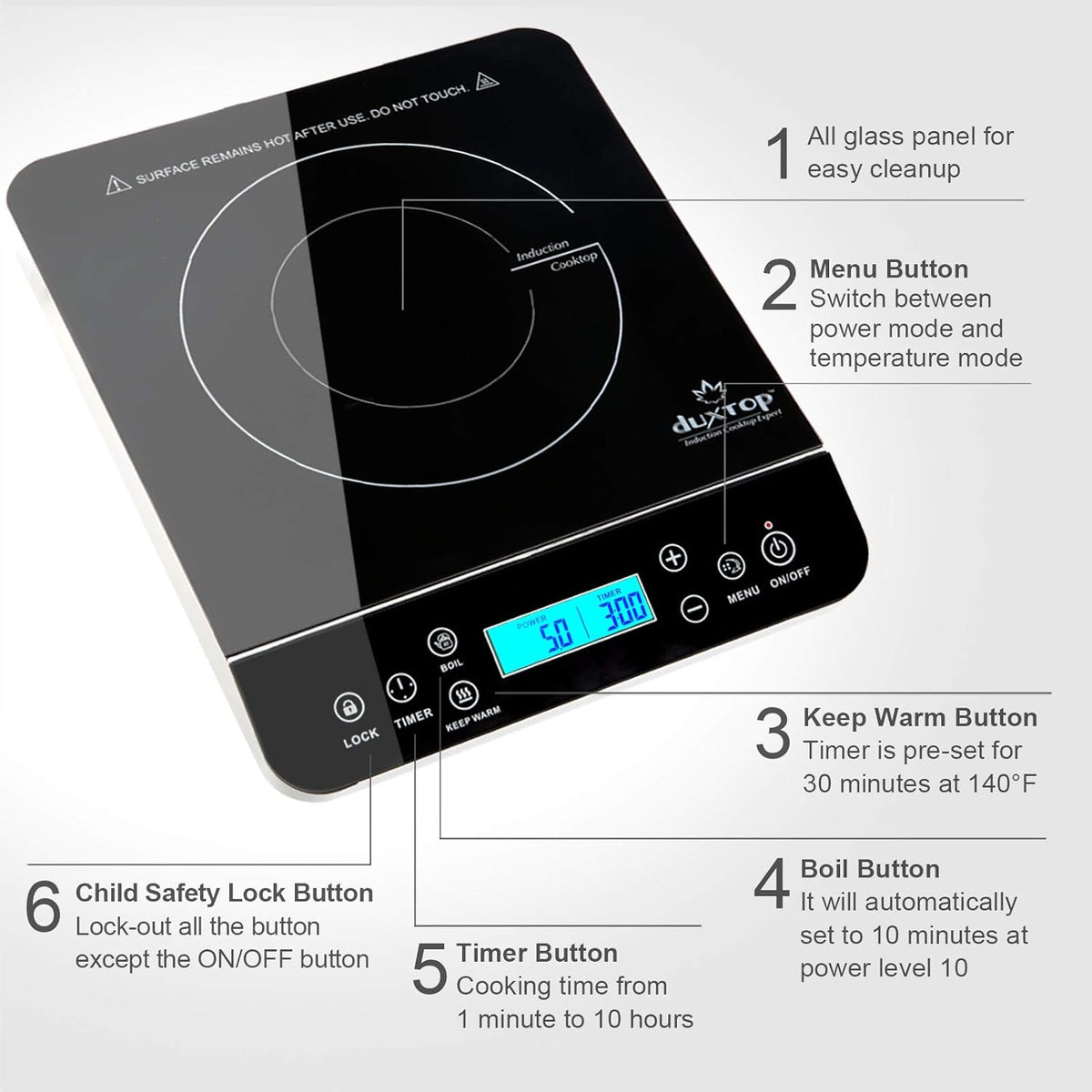 Portable Induction Cooktop, Countertop Burner 1800W Silver 9600LS