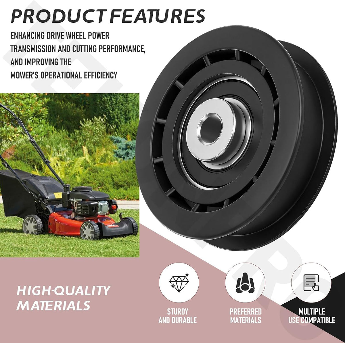 15280 Flat Hydro Drive Idler Pulley Replaces Toro, Exm-ark 106-2176