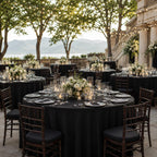 10 Pack 120 Inch Black Tablecloths for Round Tables