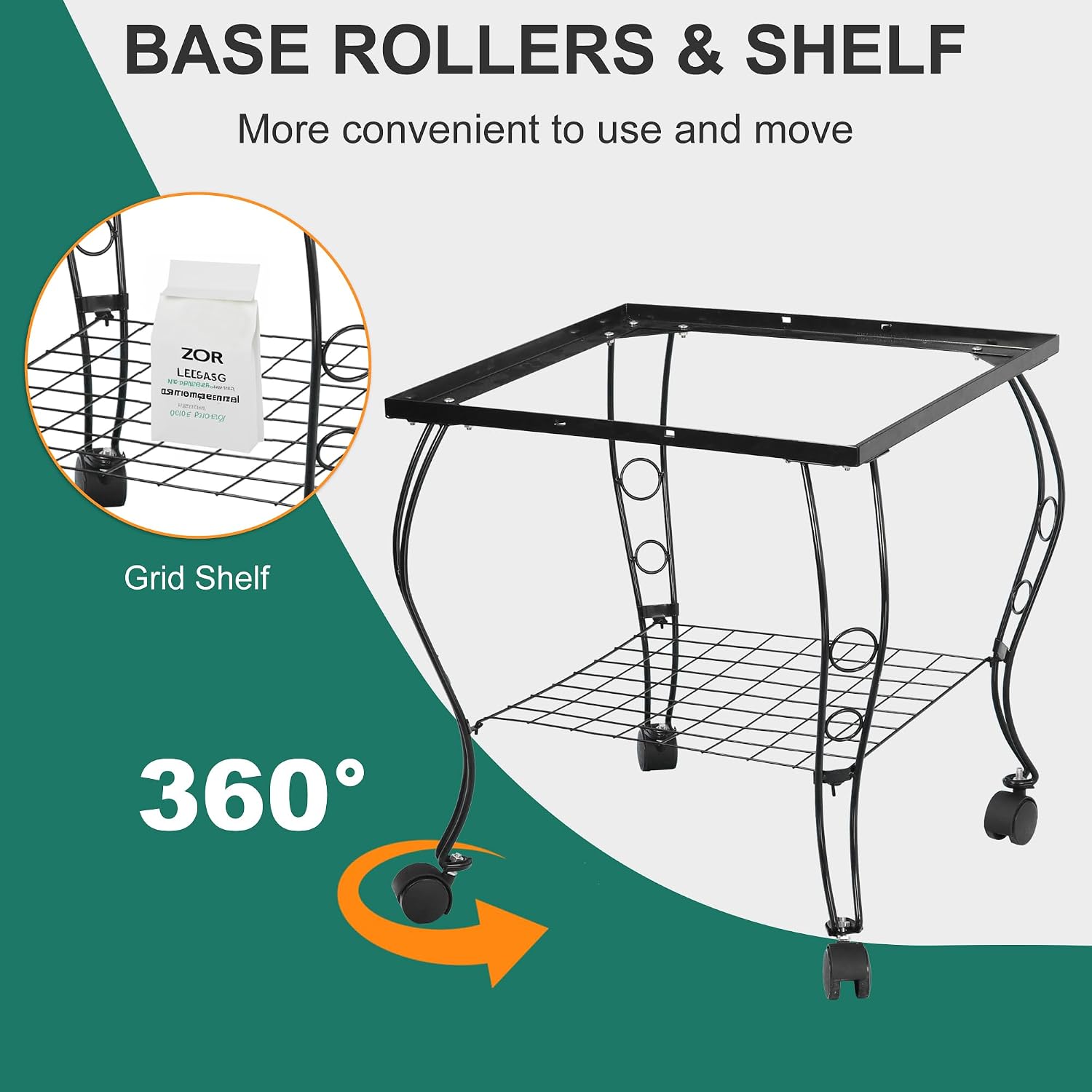 63.5 Inch Open-Top Birdcage, Wrought Iron Bird Cage with Slide-Out Tray + Detachable Rolling Stand, Pet Parrot Cage