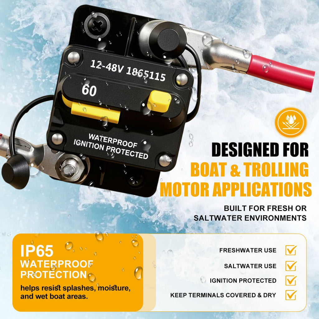 MKR-27 1865115 60 Amp Marine Circuit Breaker Compatible with Minn Kota