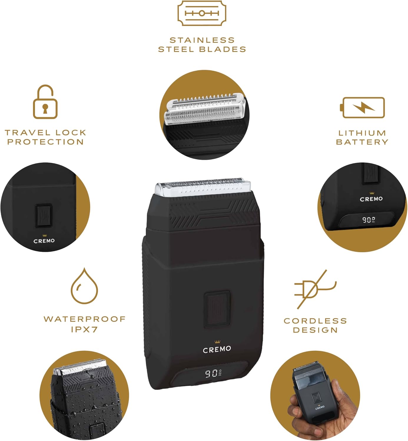 Travel Foil Shaver, Compact Portable Cordless Electric Razor, USB-C | Dual-speed foil system, IPX7 wet/dry, USB-C