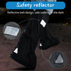 Waterproof Rain Boot Covers with Safety Reflector, Black, 2XL