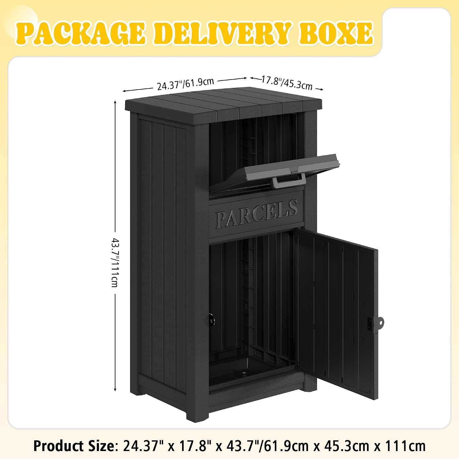 Package Delivery Boxes for Outside, Parcel Drop Box, Black | Lockable Secure, Waterproof, Anti-Theft