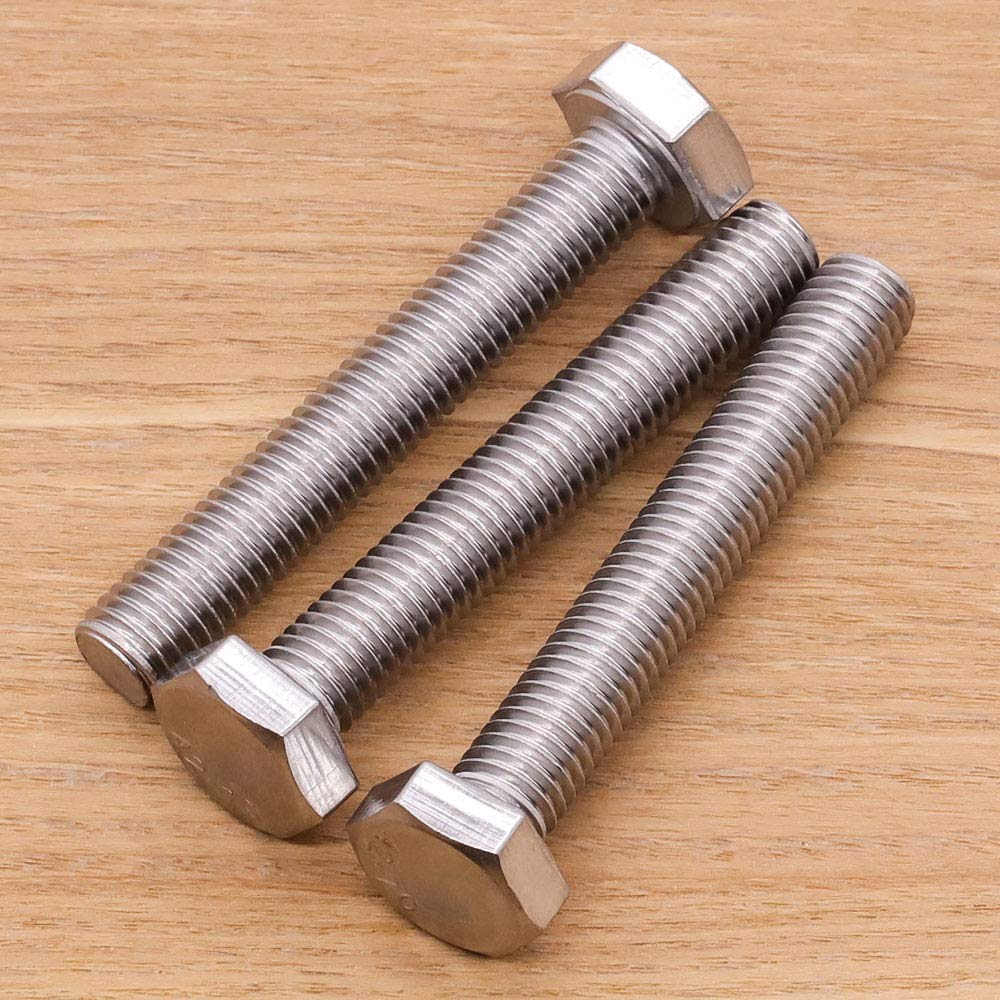 1/2-13 x 4-1/2" Hex Head Bolts Screws, 304 Stainless Steel 18-8, Fully Threaded, Hexagon Head Cap Bolts Screws, Coarse Thread UNC, 5 PCS