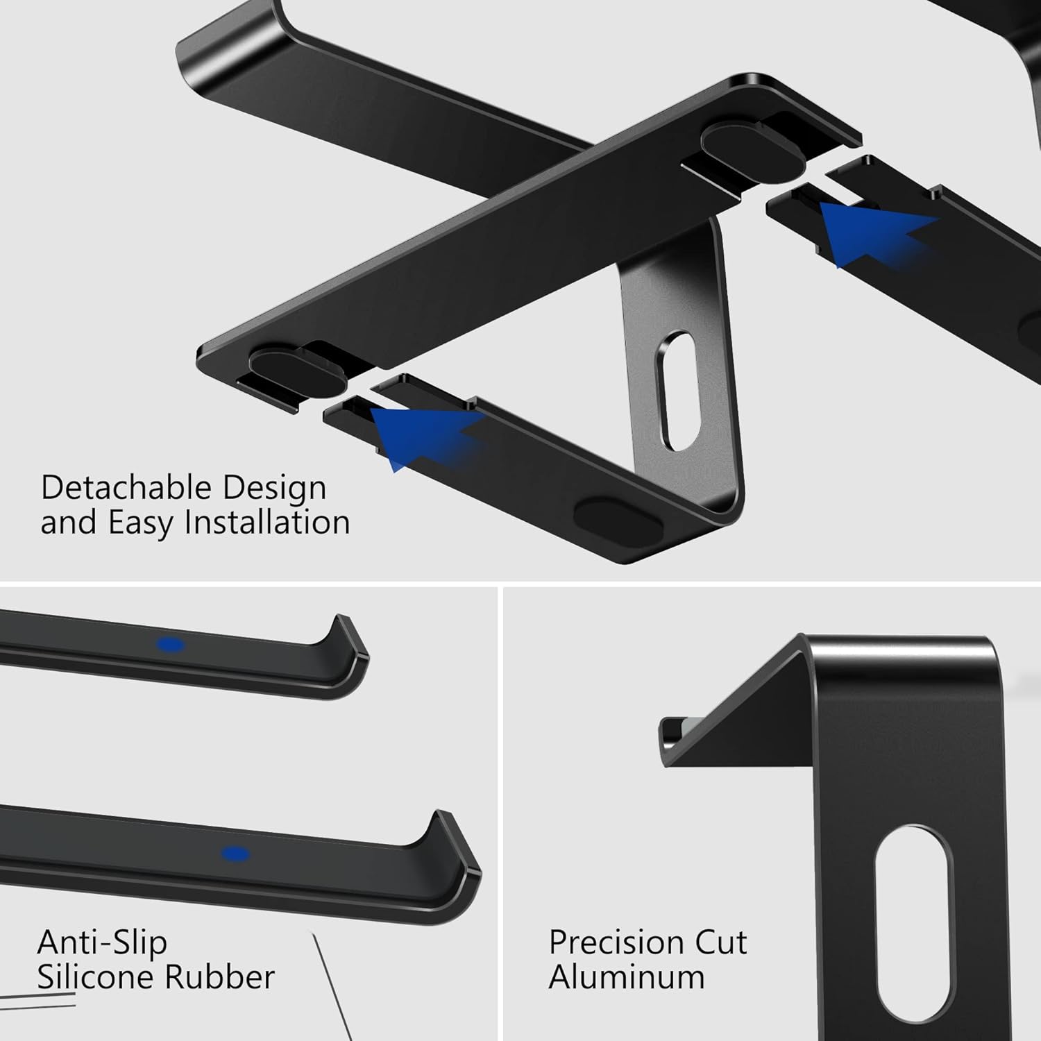 LS03 Aluminum Laptop Stand, Ergonomic Detachable Computer Stand, Notebook Riser, Laptop Mount Compatible with Air