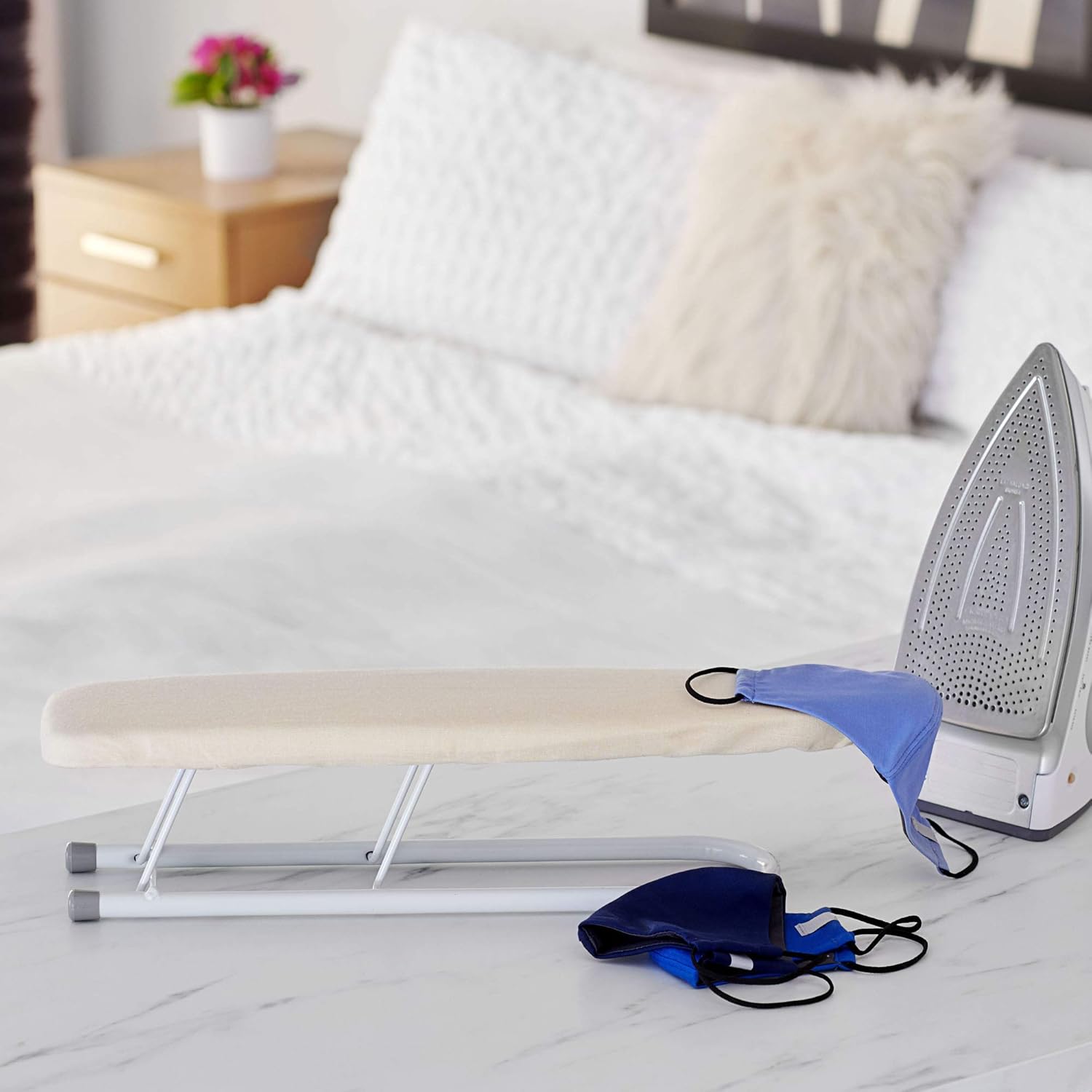 Basic Sleeve Mini Ironing Board | Natural Cover and White Finish | 4.5" x 20" Ironing Surface