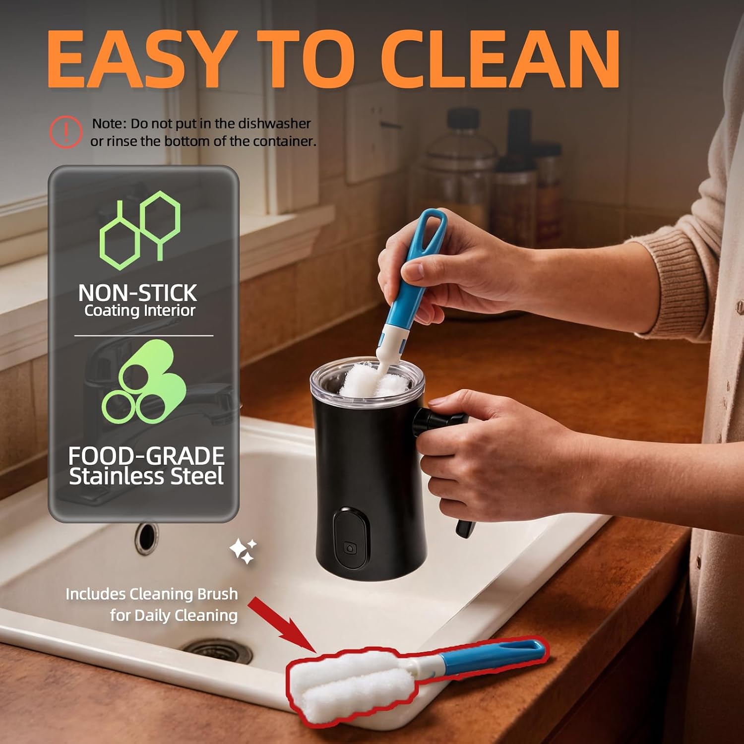Milk Frother, 4-in-1 Coffee Frother with Hot & Cold Foam, Quiet Design Frother Machine for Latte, Cappuccino and