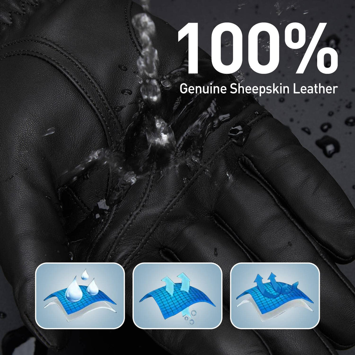 Winter Leather Gloves for Men Sheepskin Men Driving Gloves