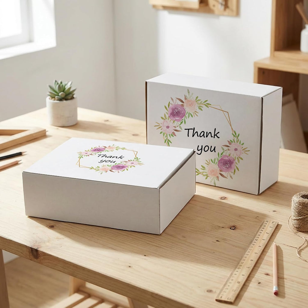 12x9x4 Shipping Boxes Set of 25, White Corrugated Cardboard Mailer Box for Packing Small Business