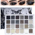 24Colors Black Grey Smokey Eyeshadow Palette, Matte Black Smoky Eye Shadow Palette, Shimmer High Pigmented Basic