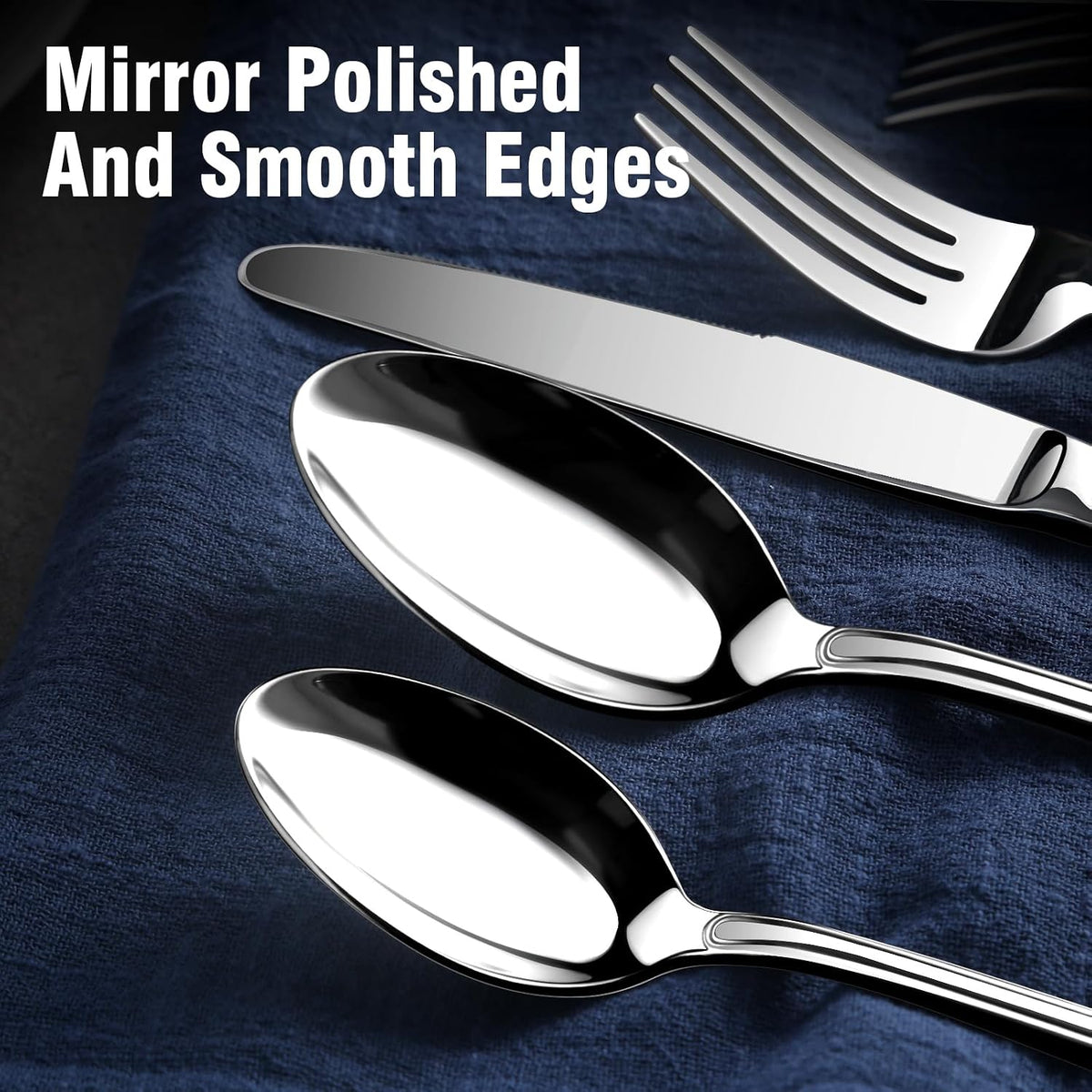 Silverware Set for 12, 60 Piece Boston Style Stainless Steel Flatware Set