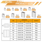 285PCS 8 Sizes Aluminum Crimping Loop Sleeve Cable Crimps, 3/64'' 1/16'' 5/64'' 3/32'' 1/8'' 5/32'' 3/16'' 1/4'' Cable Ferrules Kit DD042