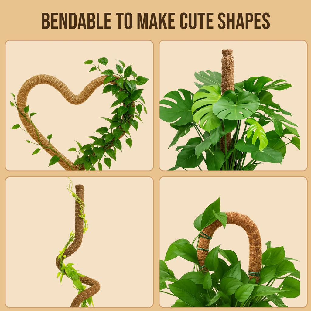 Moss Pole Monstera Plant Support – 2 Pack 28” Bendable Moss Pole Monstera Plant Support, Plant Stakes for Indoor