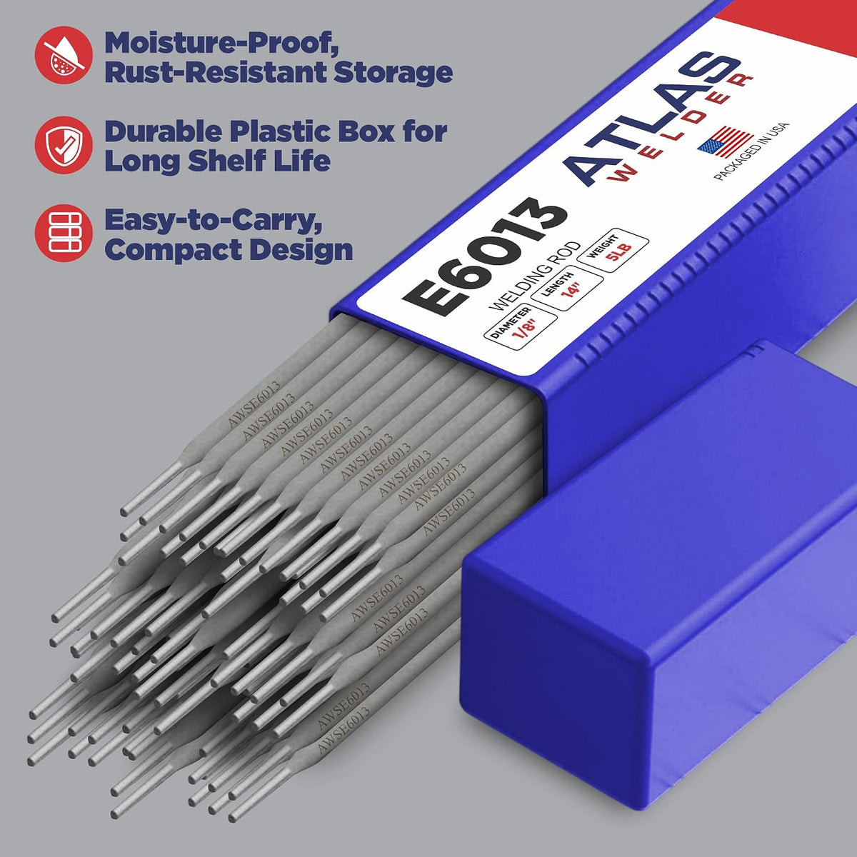 ATLASWELDER E6013 1/8'' 5LB Welding Rods Carbon Steel Stick Electrodes