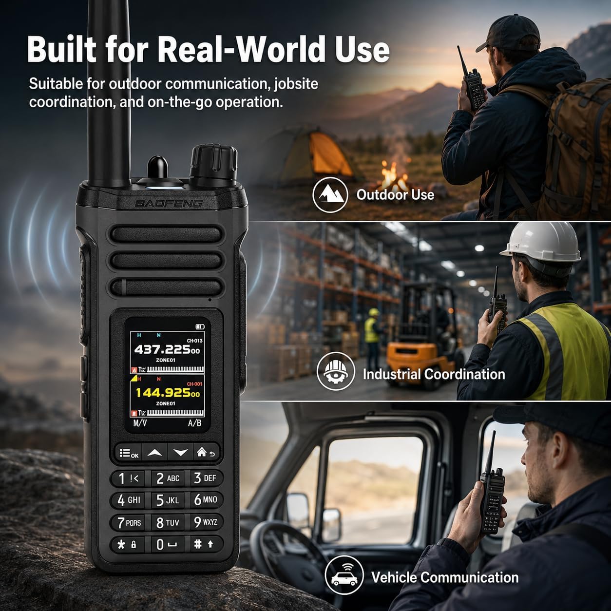 SW-9 Gray Dual Band Handheld Ham Radio, VHF UHF, NOAA Weather | Bluetooth App Programming, Air Band Receiver