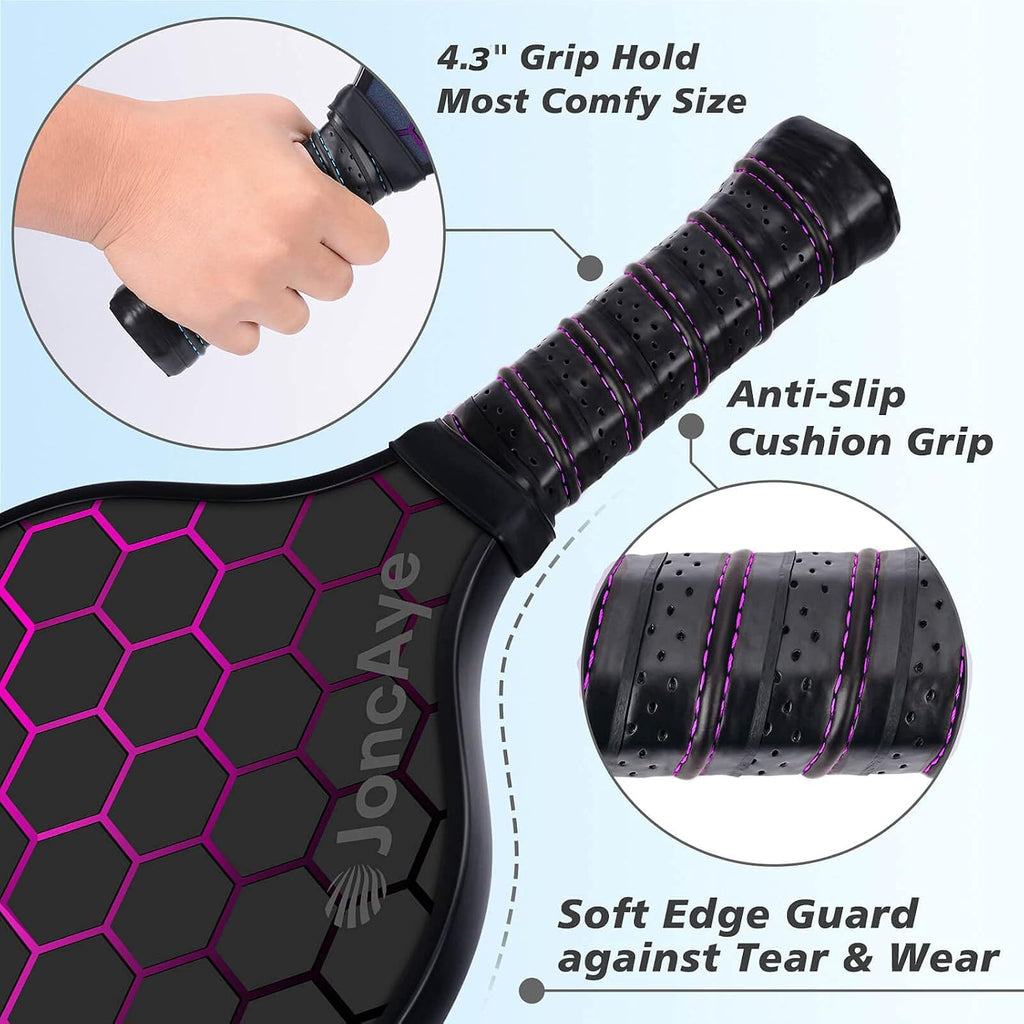 Pickleball Paddles Set of 4 or 2, USAPA Approved Fiberglass Rackets | with Outdoor Indoor Balls, Bag, Overgrip