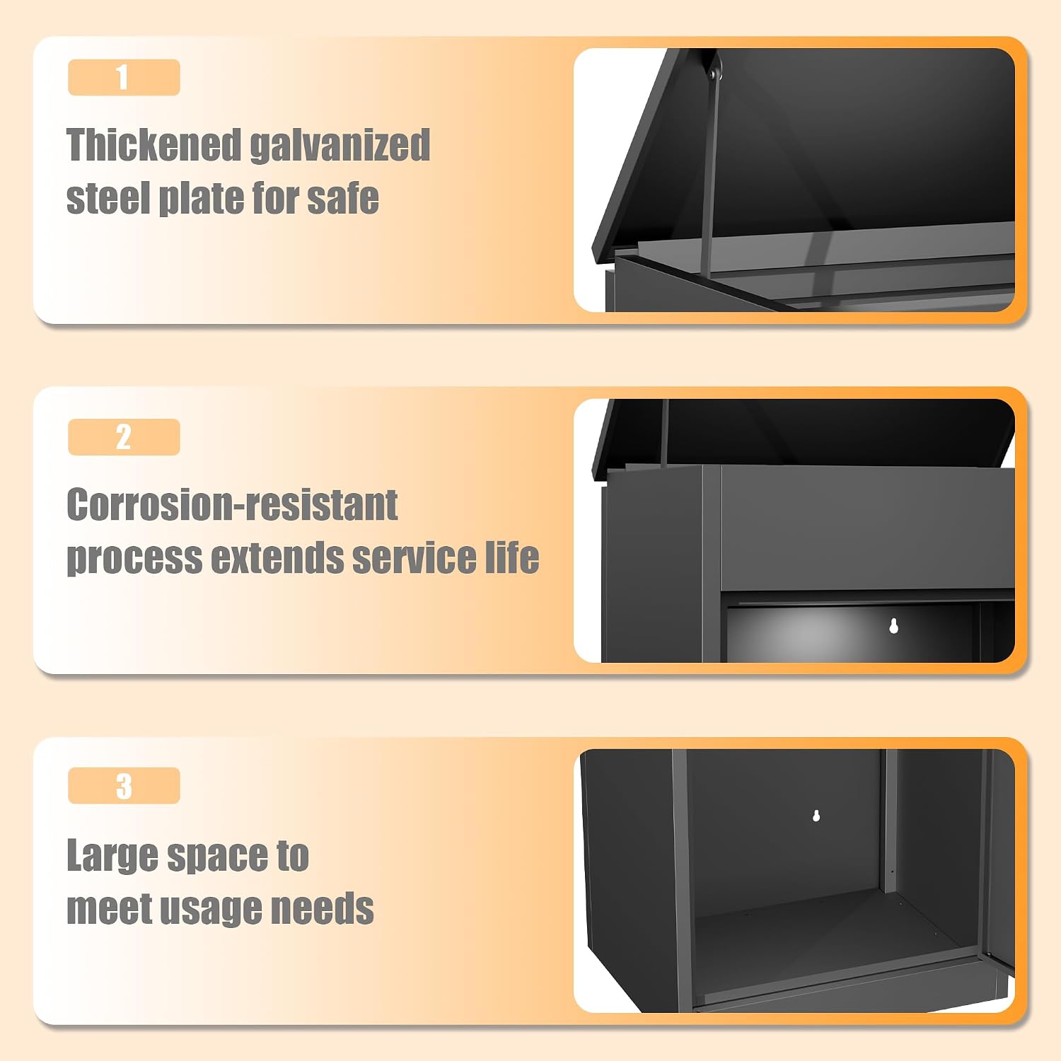 33.5Inch/85CM Express Package Delivery Boxes for Outside, Home Large Space Black Parcel Drop Boxes with Lock